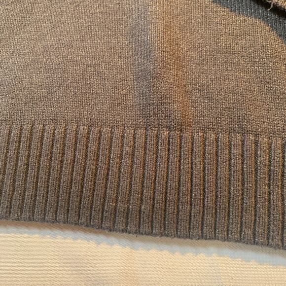 Haggar - Chocolate Brown knit partial button pullover sweater, L Ribbed Neck Cuf - Picture 4 of 11